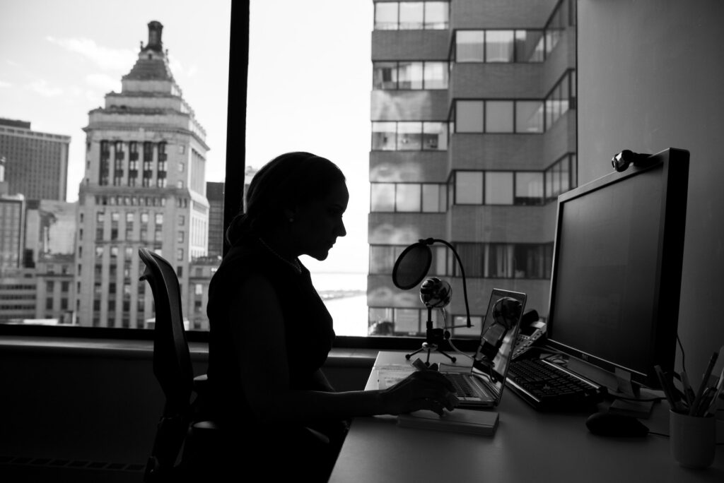 Engineers collaborating at a desk